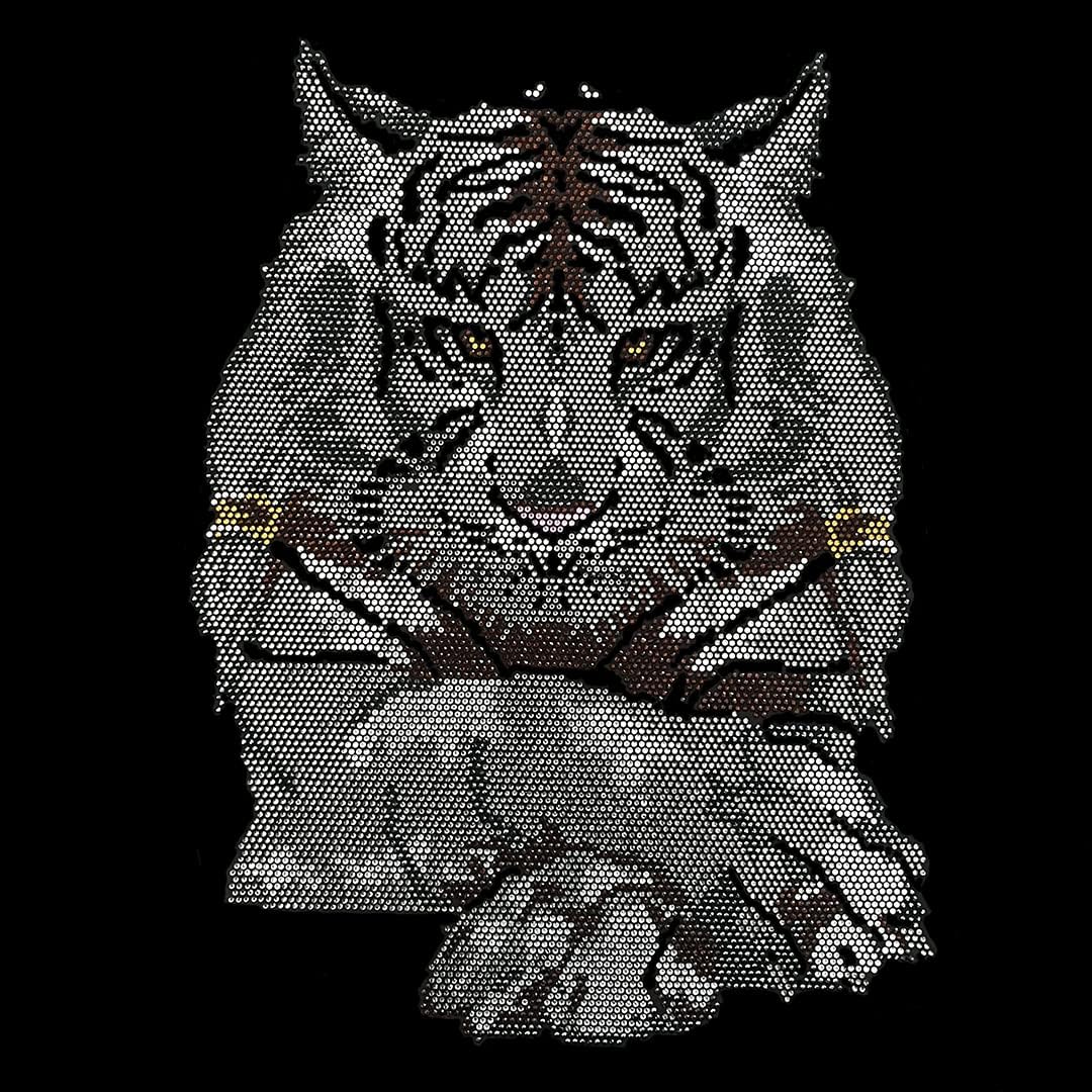 Silver Tiger Iron on Rhinestone Heat Transfer Bling Design By Rhinestop