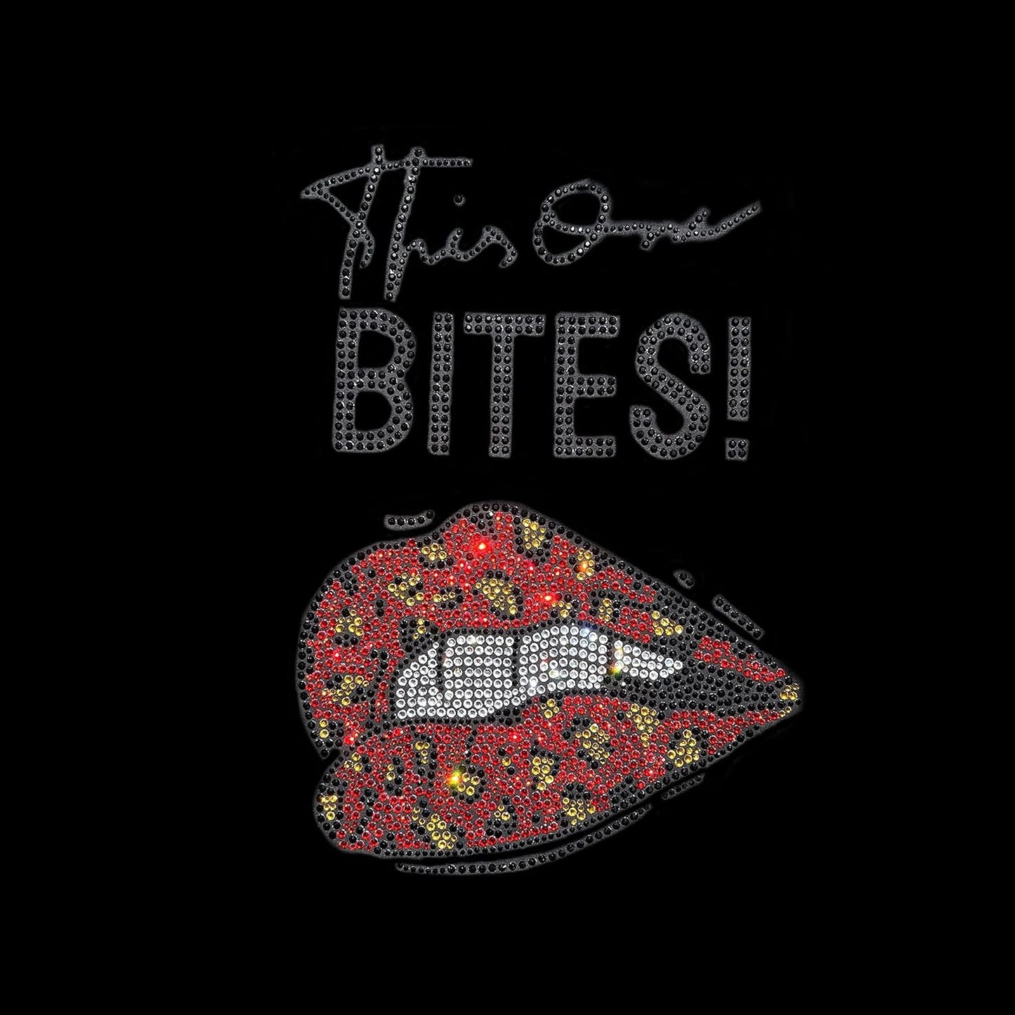 Rhinestop This One Bites Lips Iron on Rhinestone Design