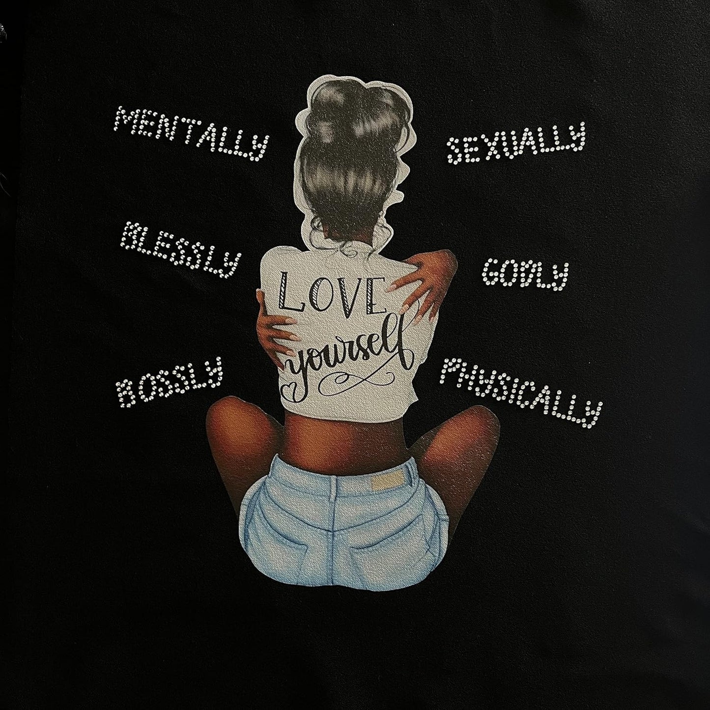 Rhinestop Love Yourself Iron on Decals