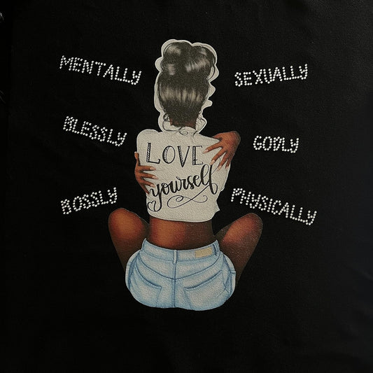Rhinestop Love Yourself Iron on Decals