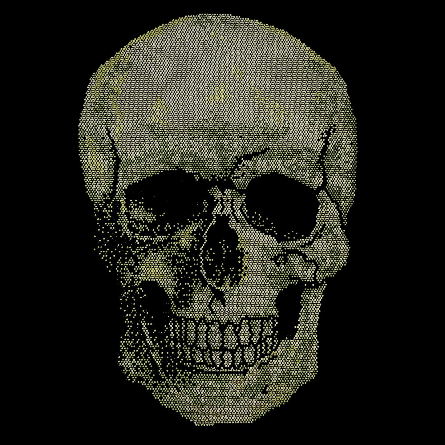 Rhinestop Neon Yellow Skull Iron on Design