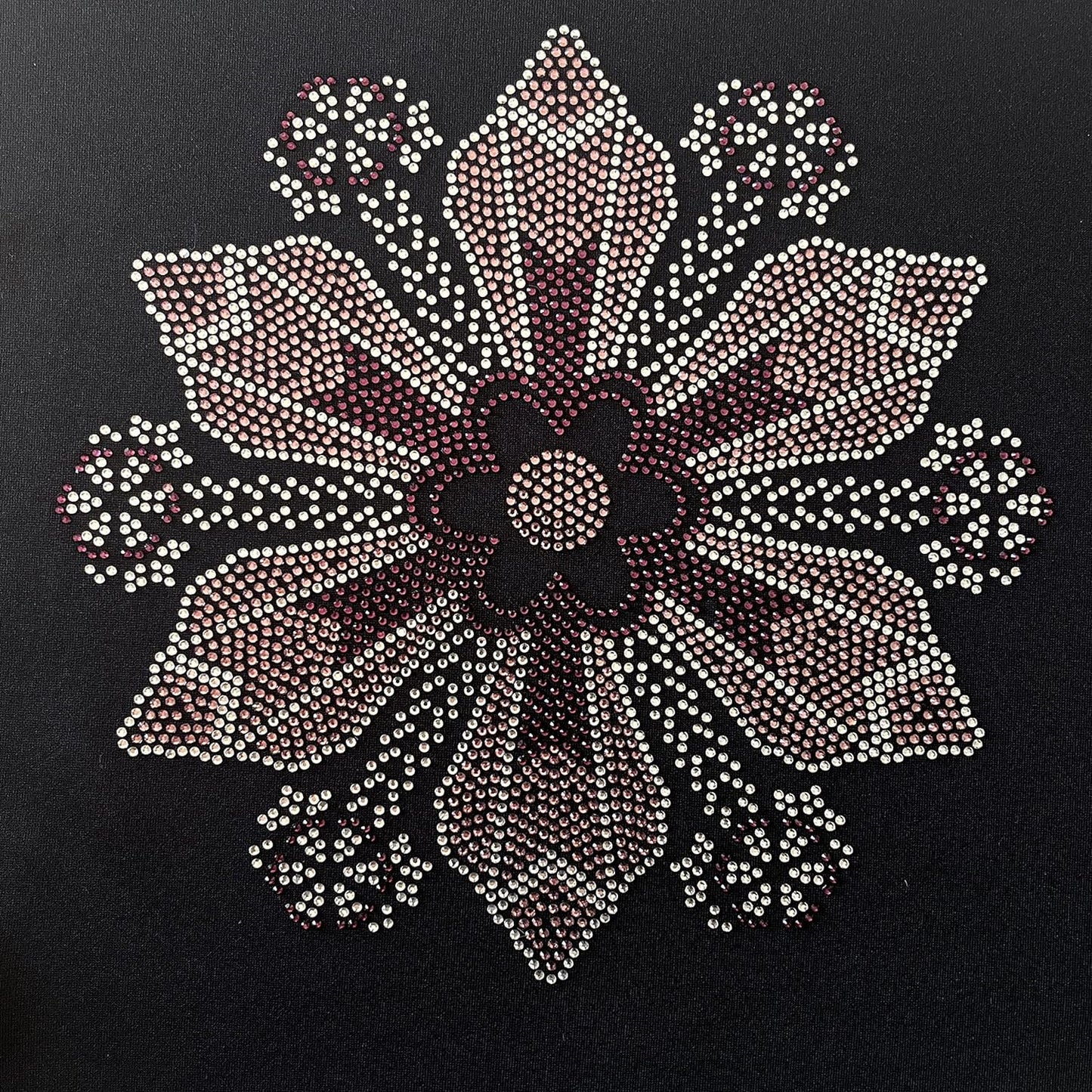 Rhinestop Purple Flower Mandala Iron on Rhinestone Design