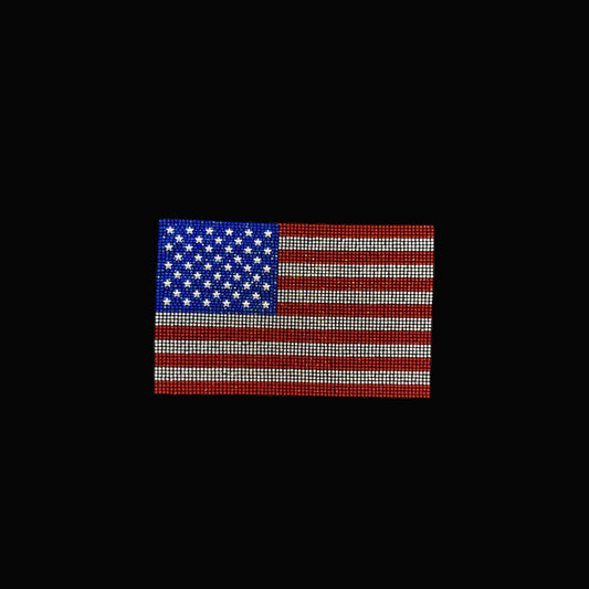 American Flag Rhinestone Iron On Heat Transfer Bling Crystal Applique Design By Rhinestop
