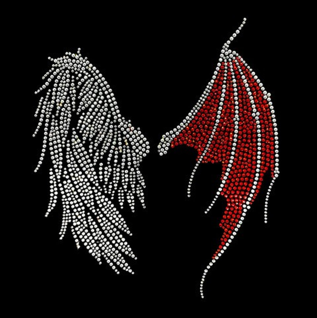 Angel Devil Wing Rhinestone Heat Transfer Iron on Bling Applique Design