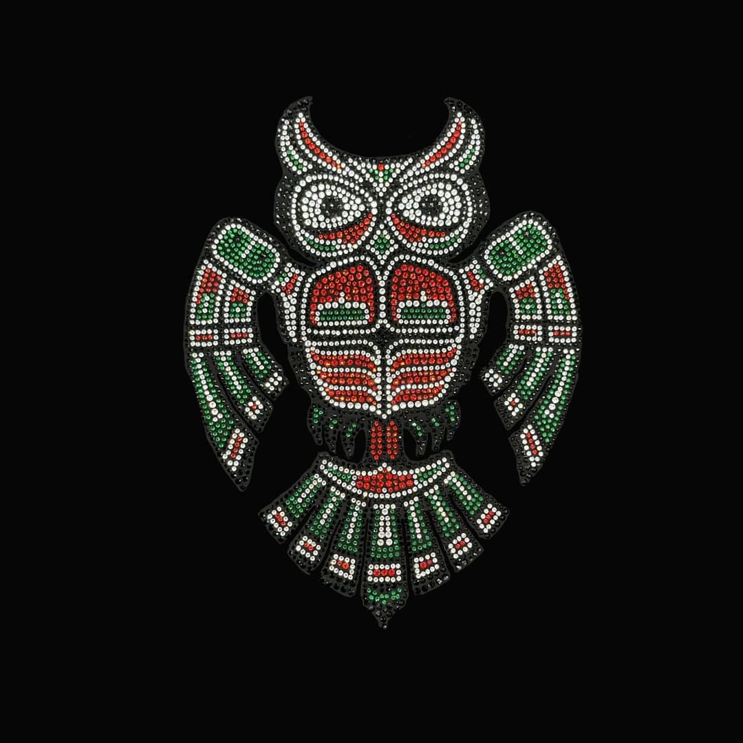 Owl Rhinestone Iron On Heat Transfer by Rhinestop