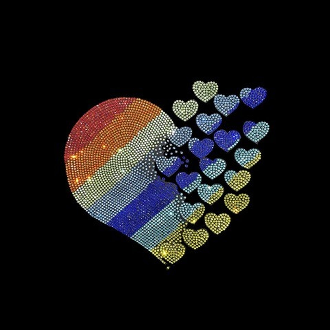 Colorful Heart Rhinestone Heat Transfer Iron on Design by Rhinestop