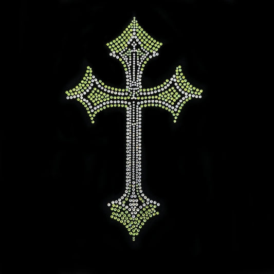 Rhinestop Green Cross Rhinestone Heat Transfer Design