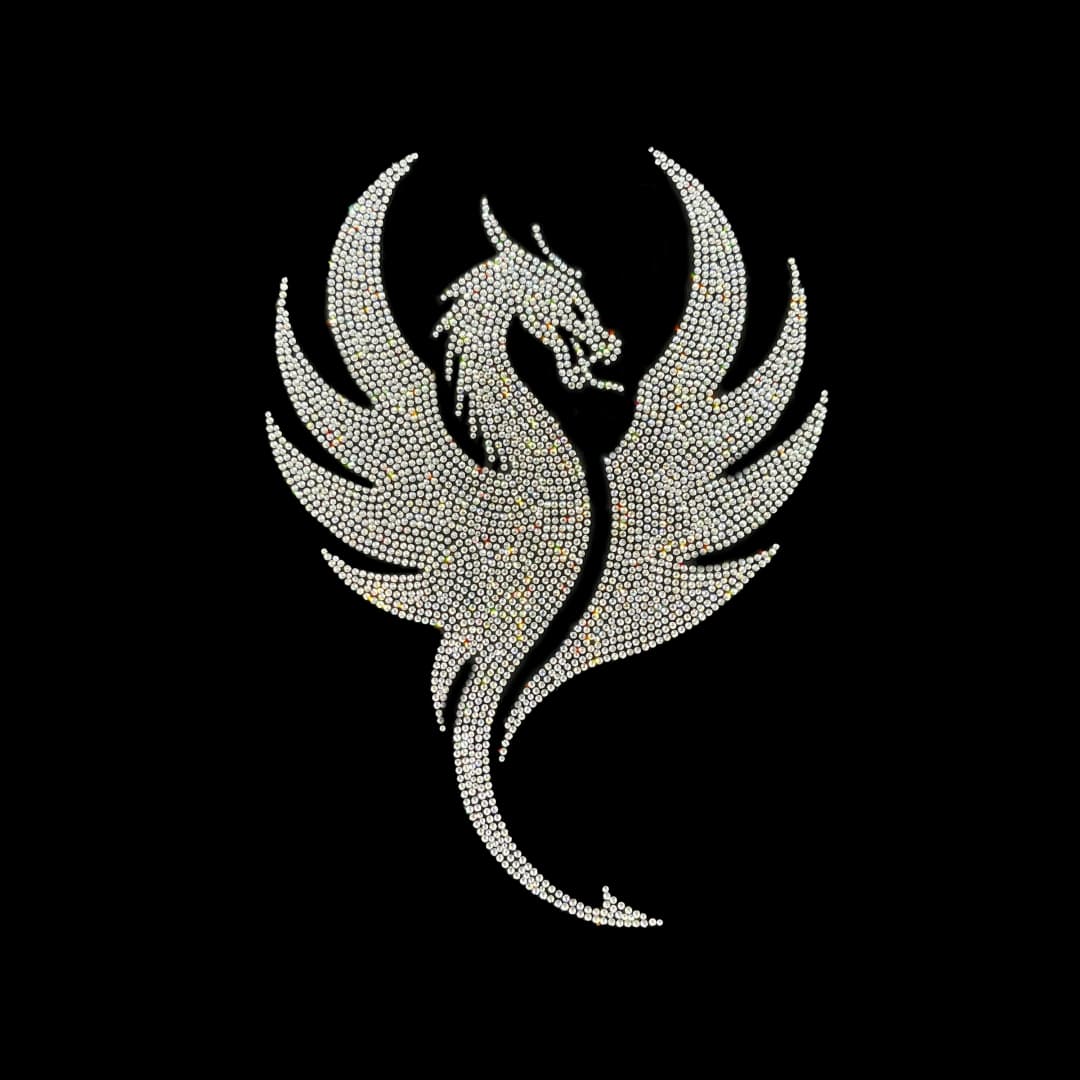 Flying Dragon Rhinestone Heat Transfer Iron on Design By Rhinestop