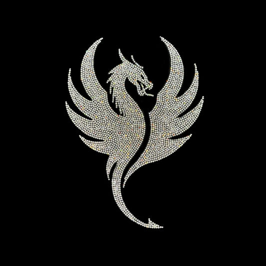 Flying Dragon Rhinestone Heat Transfer  Iron on Design By Rhinestop