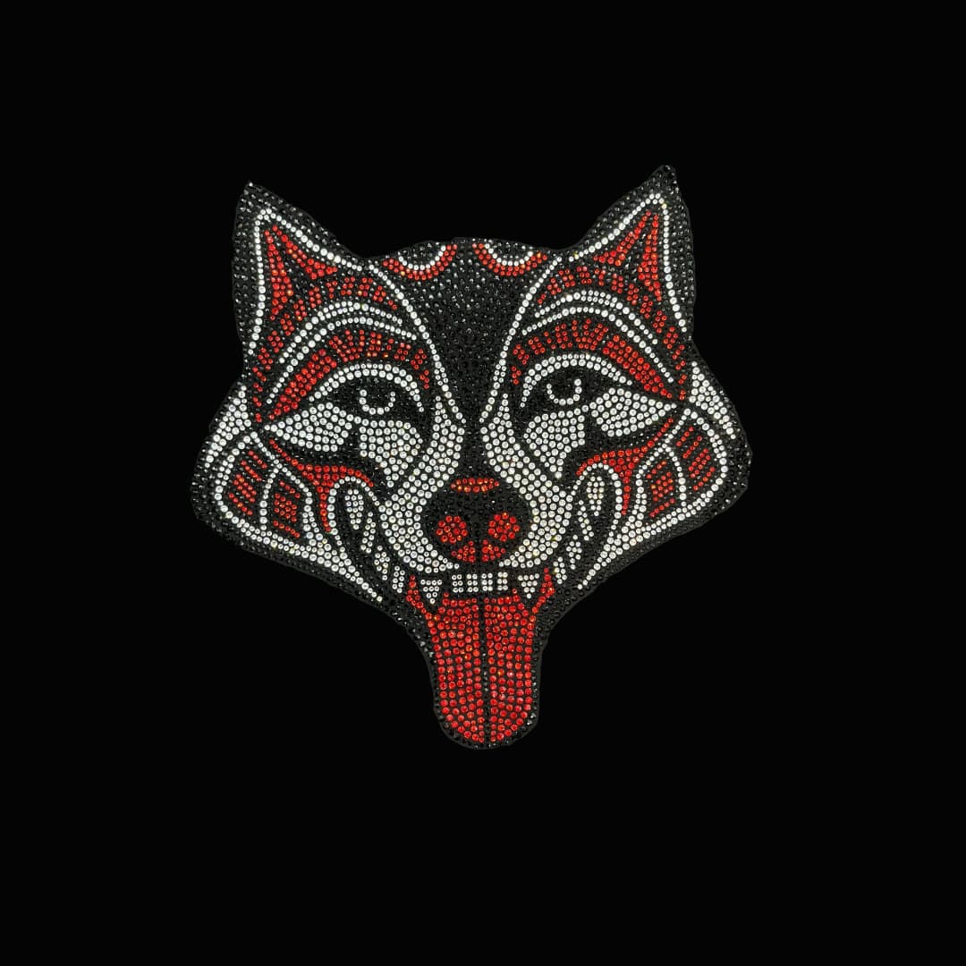 Fox Red Black Rhinestone Iron On Heat Transfer Design By Rhinestop