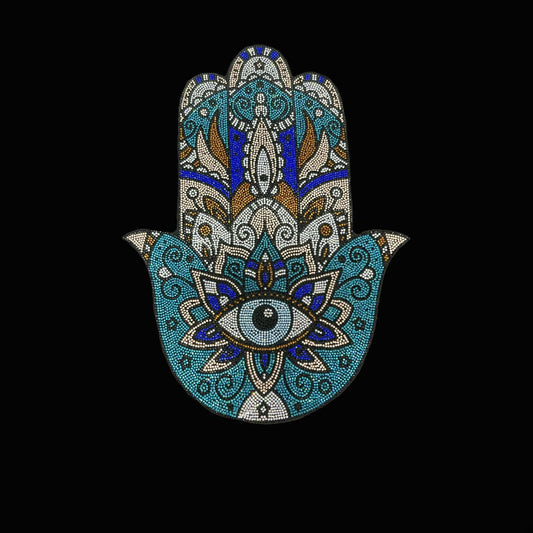 Crystal Hamsa Iron on Rhinestone Hot Fix Transfer Design