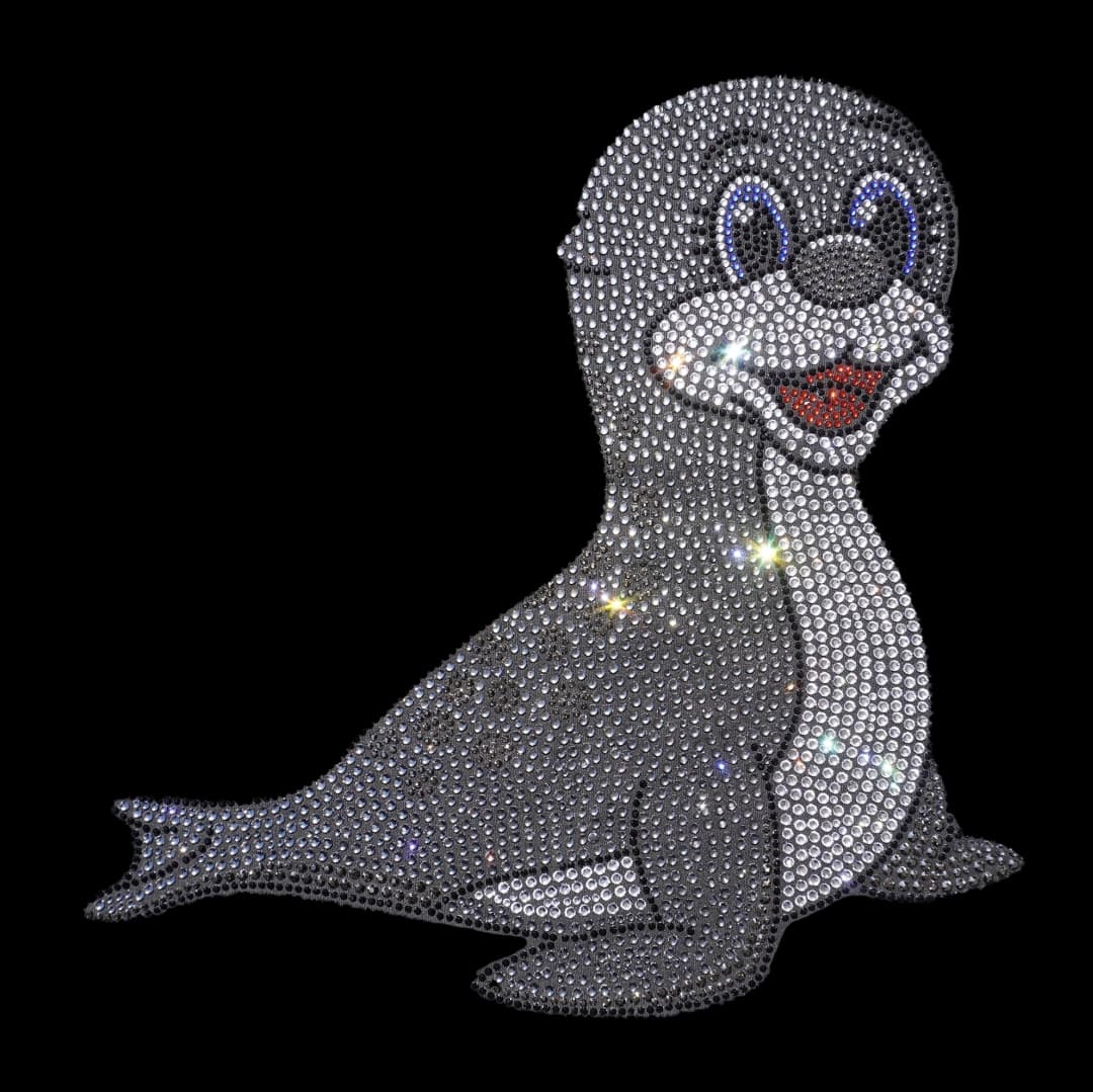 Happy Sea Lion Rhinestone Heat Transfer Iron on Design By Rhinestop