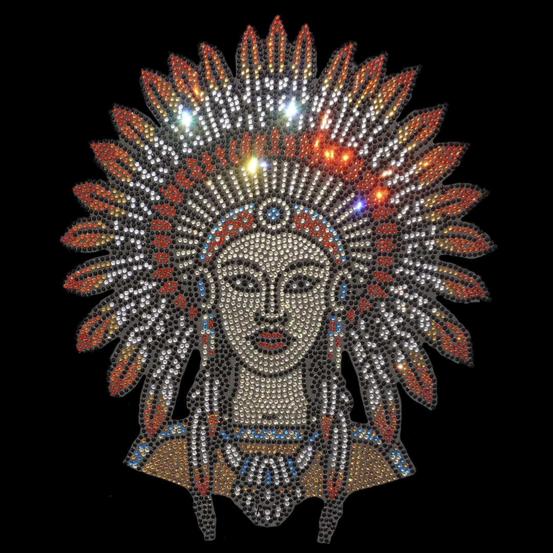 Rhinestop Native Girl Rhinestone Iron On Heat Transfer