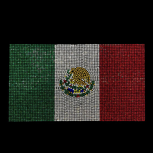 Rhinestop Mexico Flag Rhinestone Heat Transfer Design
