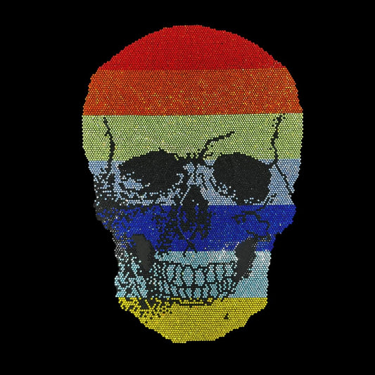 Rhinestop Multicolored Skull Rhinestone Heat Transfer Design