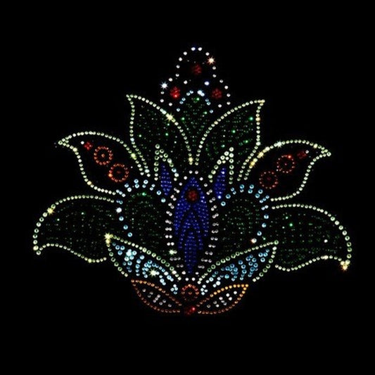 Water Lily Flower Iron on Rhinestone Design