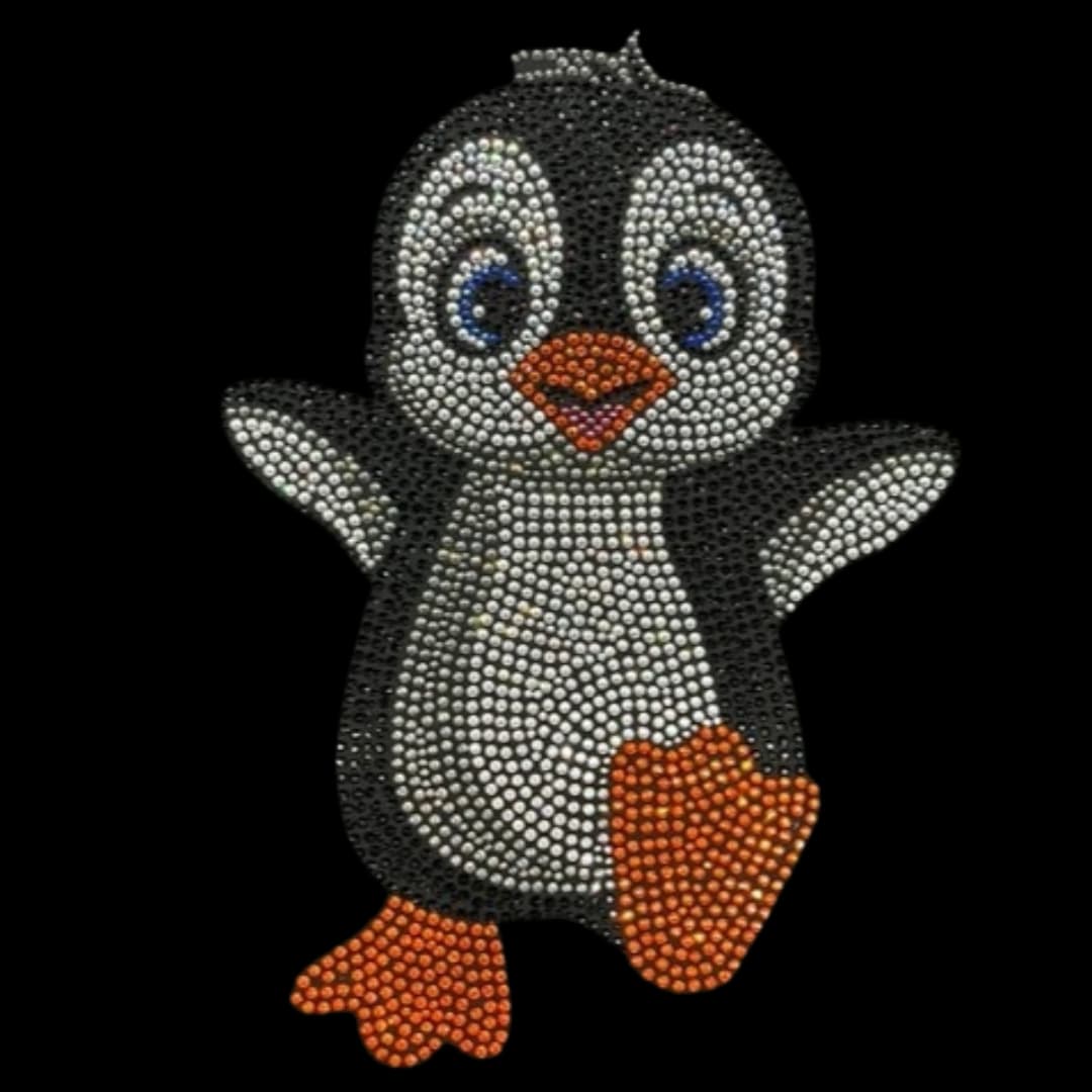 Penguin Rhinestone Iron On Heat Transfer Patch By Rhinestop