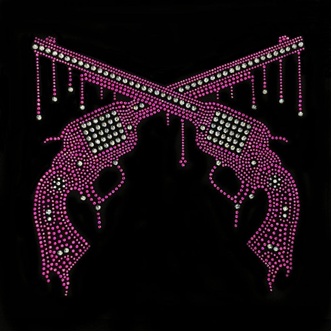 Rhinestop Pink Pistols Rhinestone Heat Transfer Design
