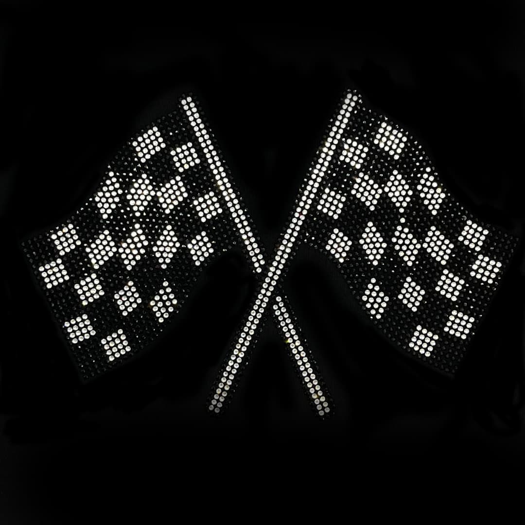Rhinestop Race Flags Iron on Rhinestone Design