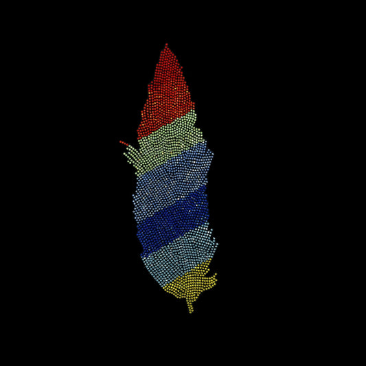 Rhinestop Rainbow Feather Rhinestone Heat Transfer Design