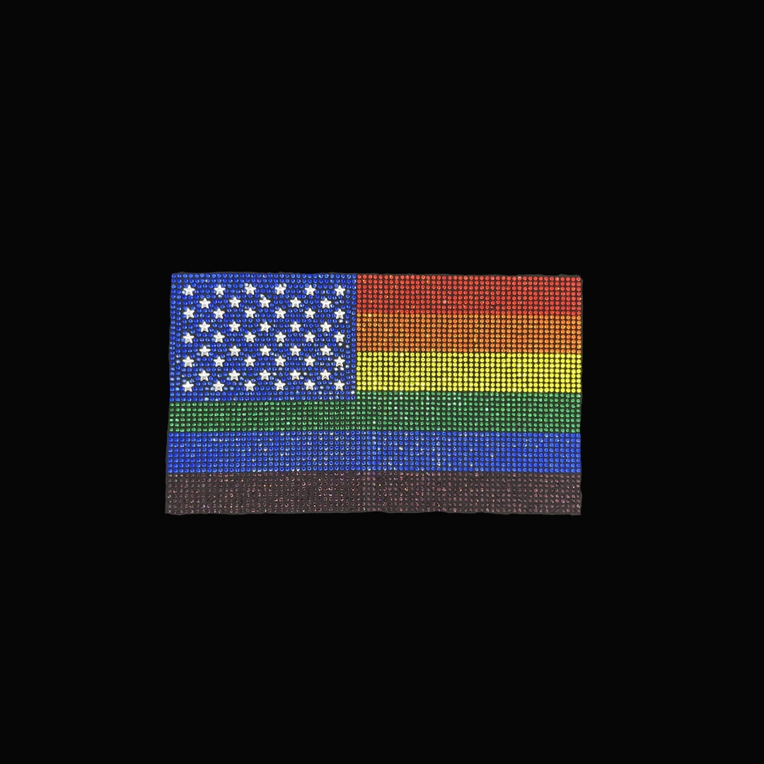 Rhinestop LGBT American Flag Iron on Rhinestone Design