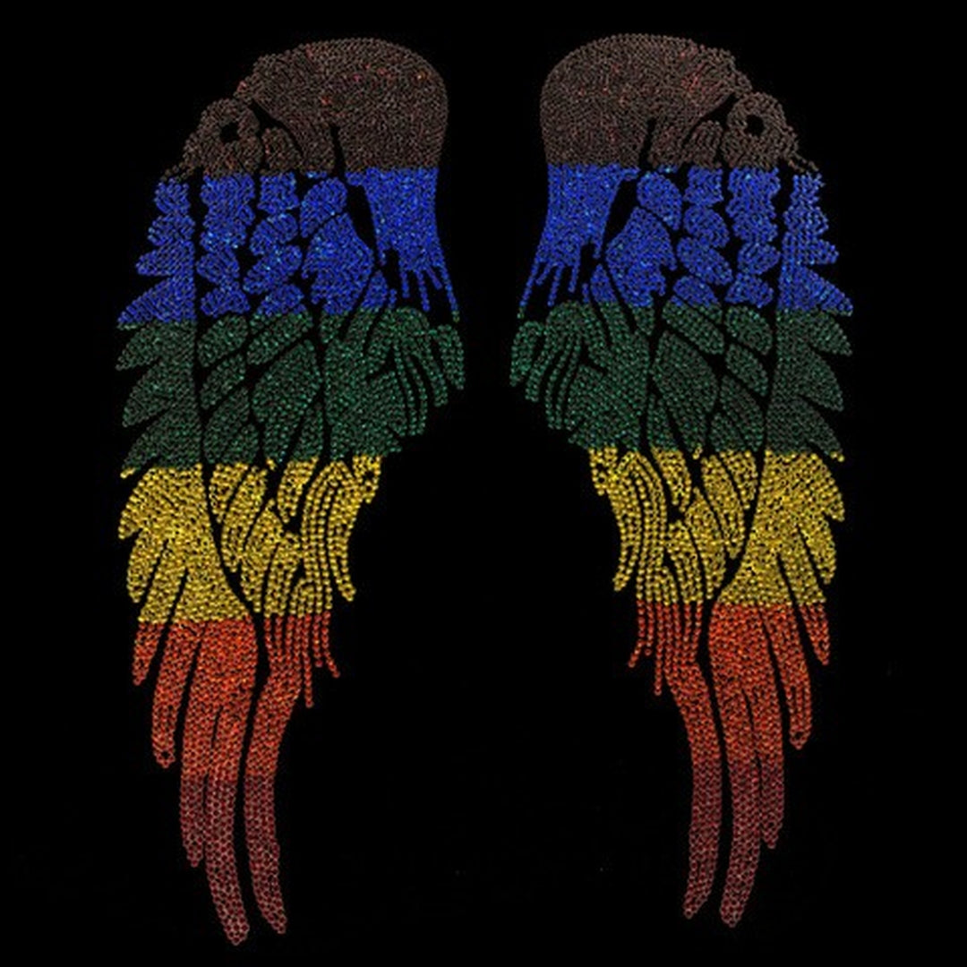 Rhinestop Rainbow Wings Rhinestone Heat Transfer Design