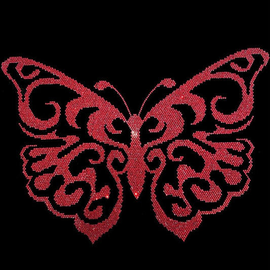 Red Special Butterfly Iron on Rhinestone Design Applique By Rhinestop