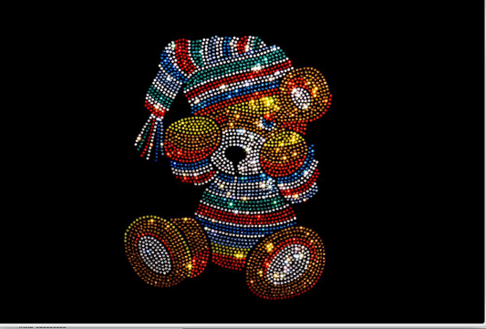 Rhinestop Teddy Bear Iron on Rhinestone Design