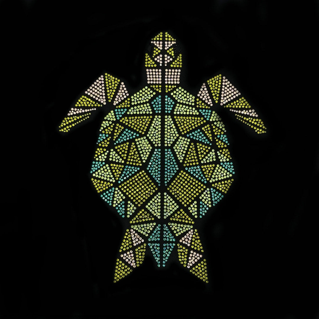 Green Turtle Iron on Rhinestone Iron on Transfer Design By Rhinestop