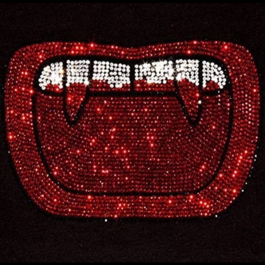 Rhinestop Vampire Lips Rhinestone Heat Transfer Design