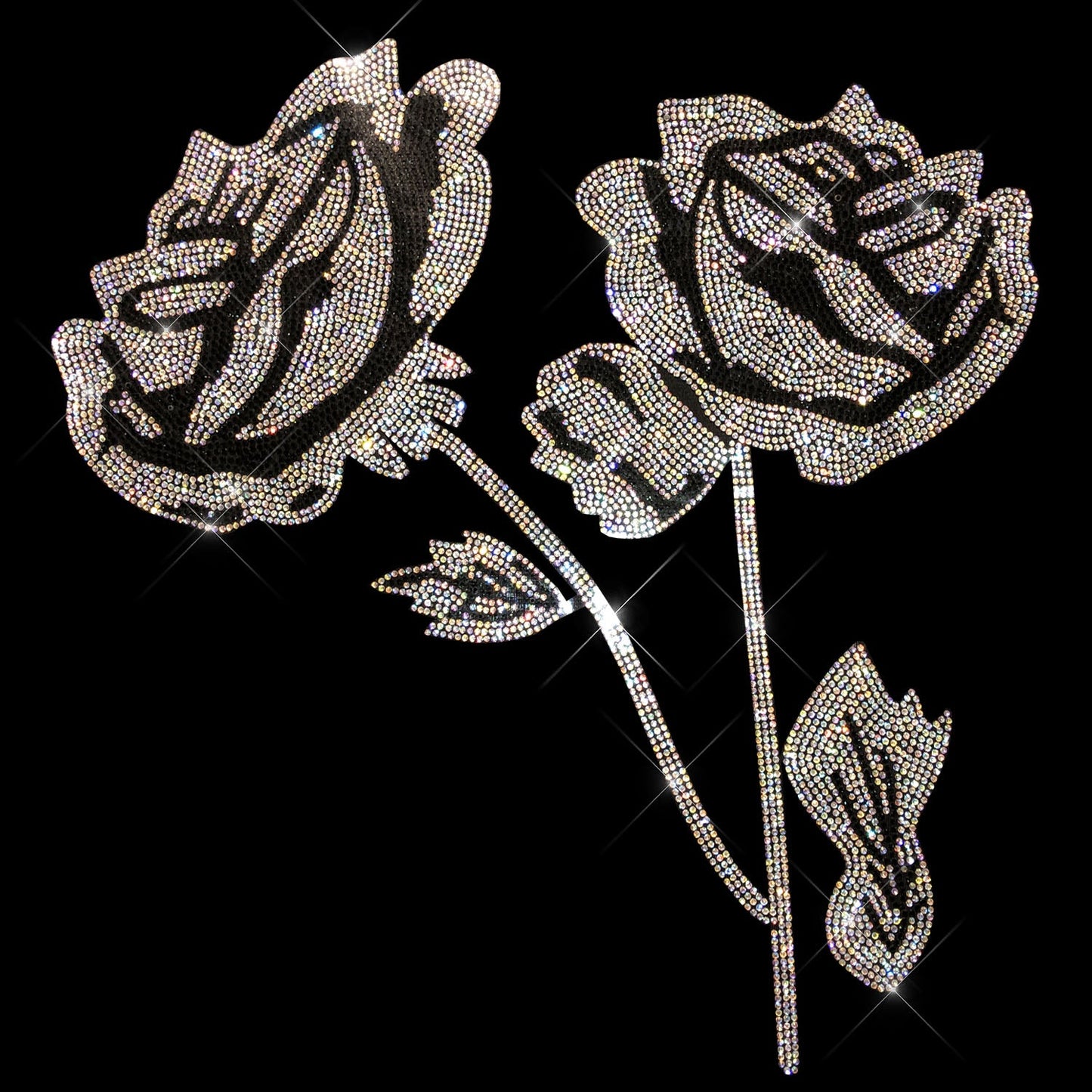 Clear Flowers Rhinestone Iron On Heat Transfer By Rhinestop