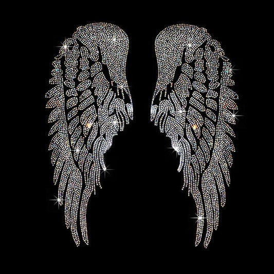 Crystal Angel Wings Iron On Rhinestone Heat Transfer Bling Design Patch By Rhinestop
