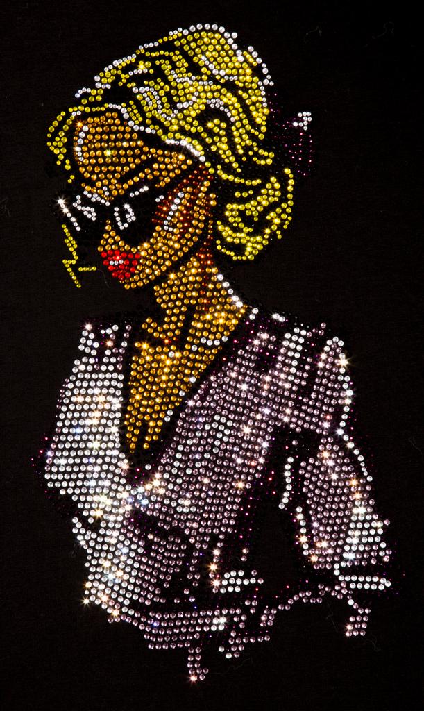 Blonde Girl Iron on Rhinestone Heat Transfer Design By Rhinestop