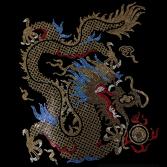 Gold Dragon Rhinestone Iron On Heat Transfer Design By Rhinestop