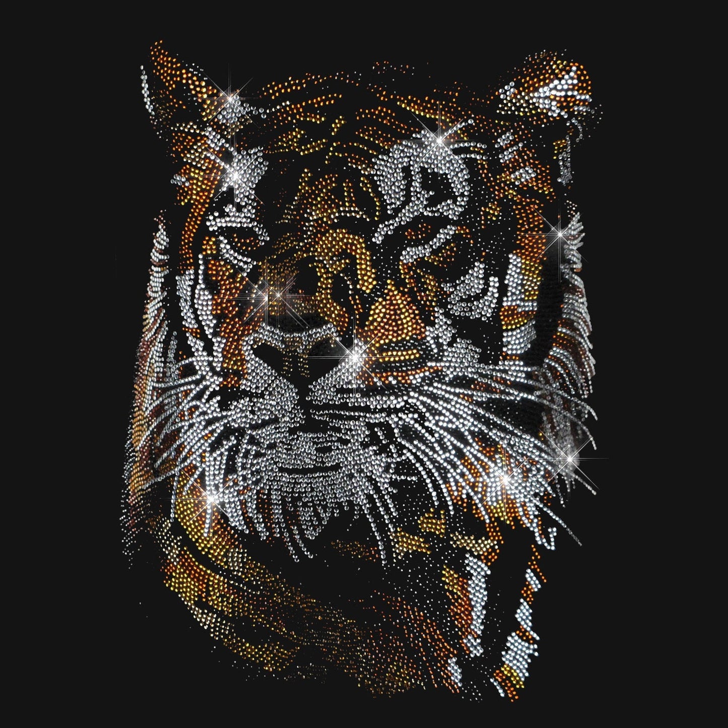 Big Tiger Iron on Heat Transfer Rhinestone Design Bling Applique By Rhinestop