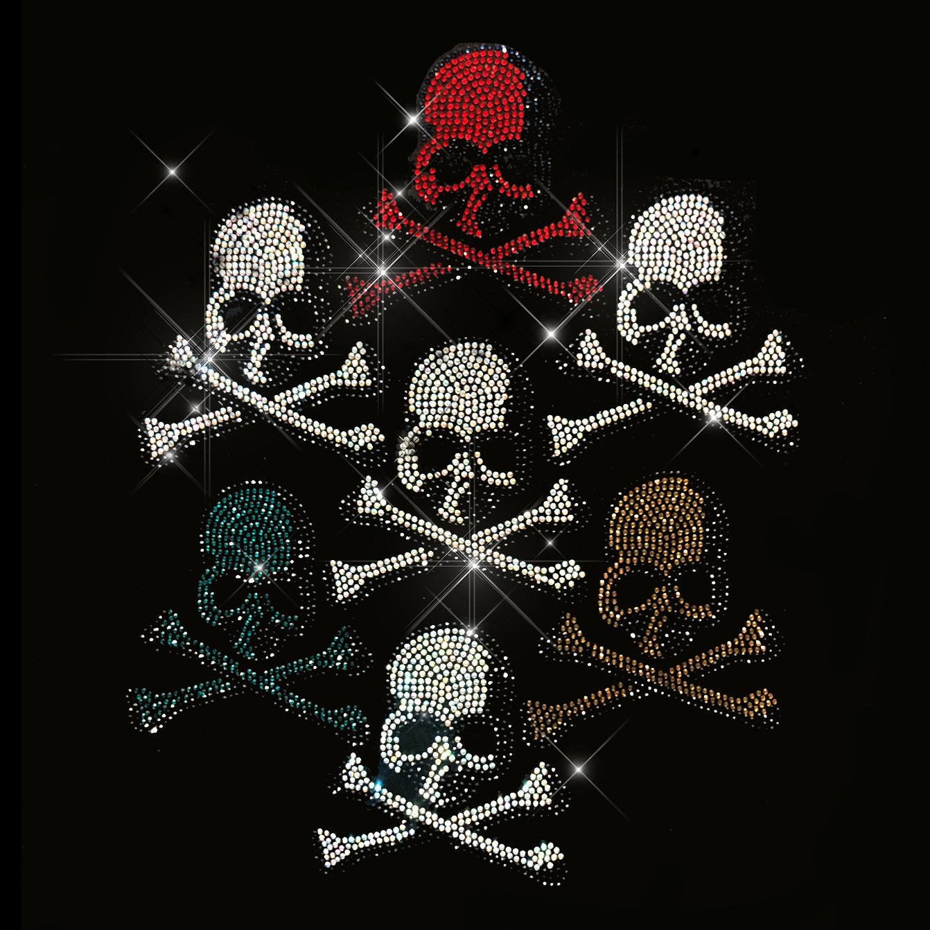 Multi small skull Cross Bones iron on Skull Heat Transfer Design