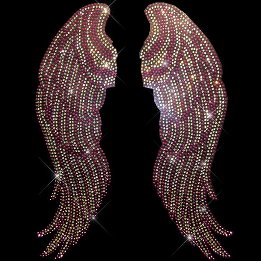 Rhinestop Purple Stud Wings Rhinestone Iron On Heat Transfer