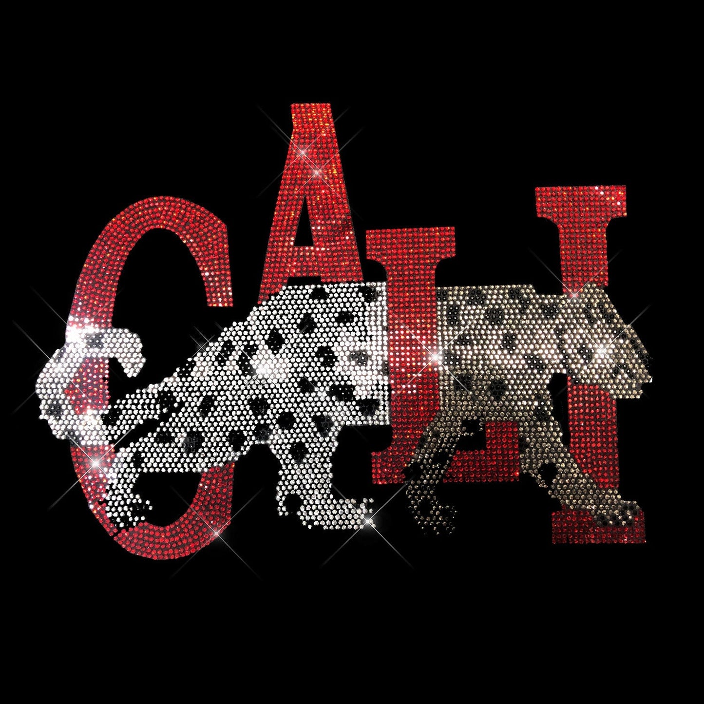 California Panther Rhinestone Iron On Heat Transfer