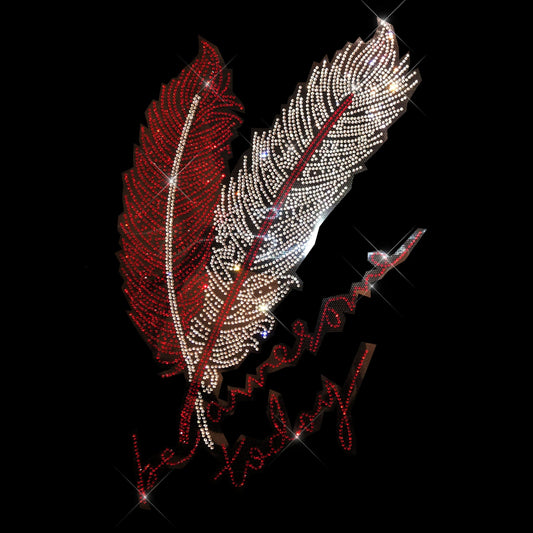 Hot fix Be Awesome Today Feather Rhinestone iron on Design
