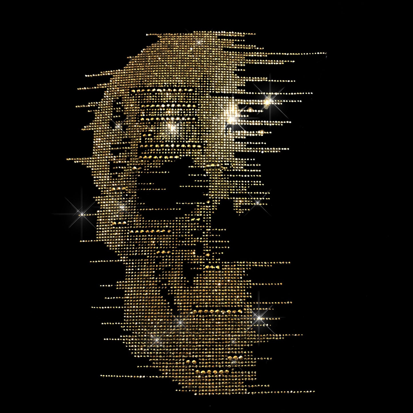 Rhinestop Gold Half Skull Rhinestone Iron On Heat Transfer