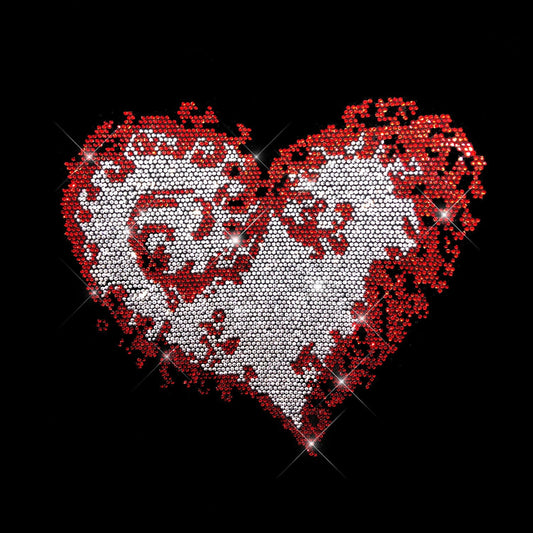 Rhinestop Red Stylish Heart Rhinestone Iron On Heat Transfer