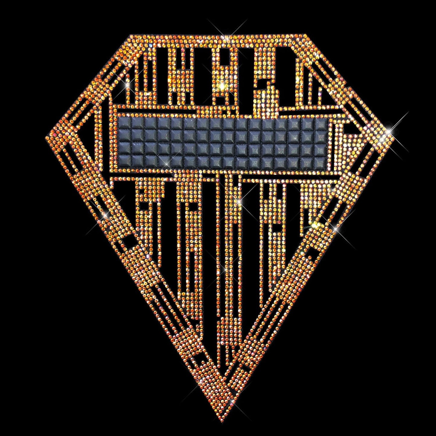 Rhinestop Orange Diamond Rhinestone Iron On Heat Transfer