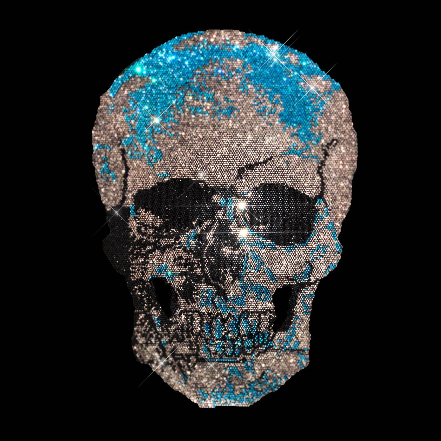 Turquoise Skull Rhinestone Iron On Heat Transfer Design