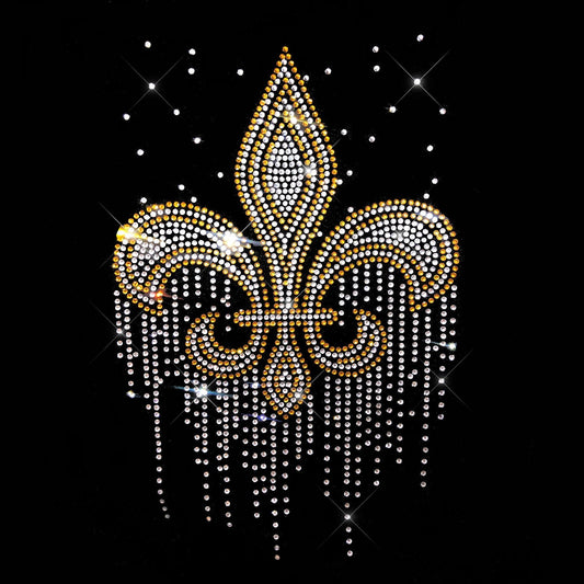 Yellow Fleur De Lis Rhinestone Iron On Heat Transfer Design