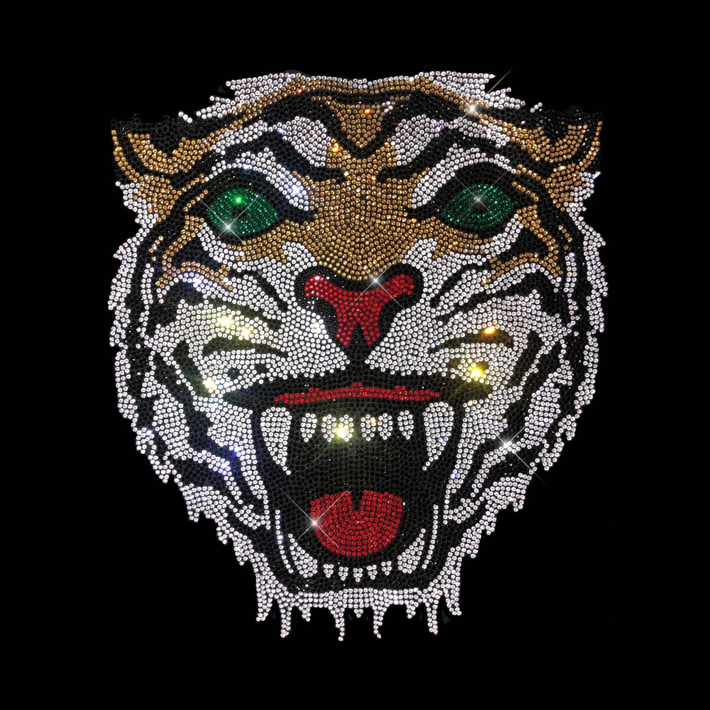 Wild Tiger Rhinestone Iron On Heat Transfer Crystal Design By Rhinestop