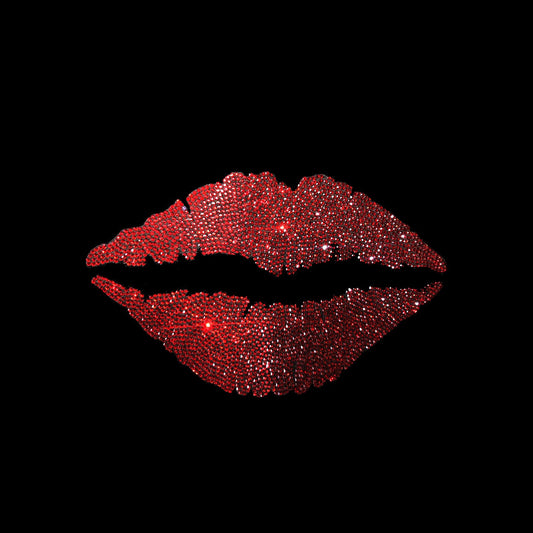 Rhinestop Red Lips Rhinestone Iron On Heat Transfer