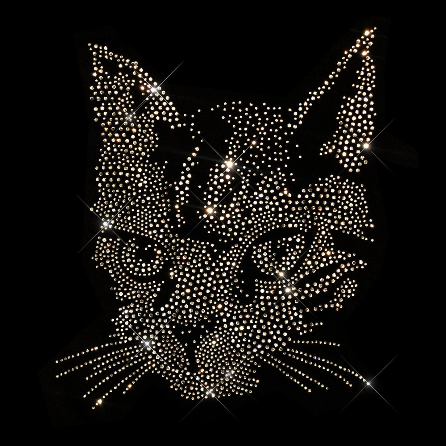 Crystal Cat Rhinestone Iron On Heat Transfer Design By Rhinestop
