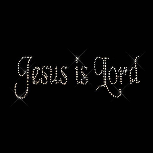 Rhinestop Jesus is Lord  Rhinestone Iron On Heat Transfer