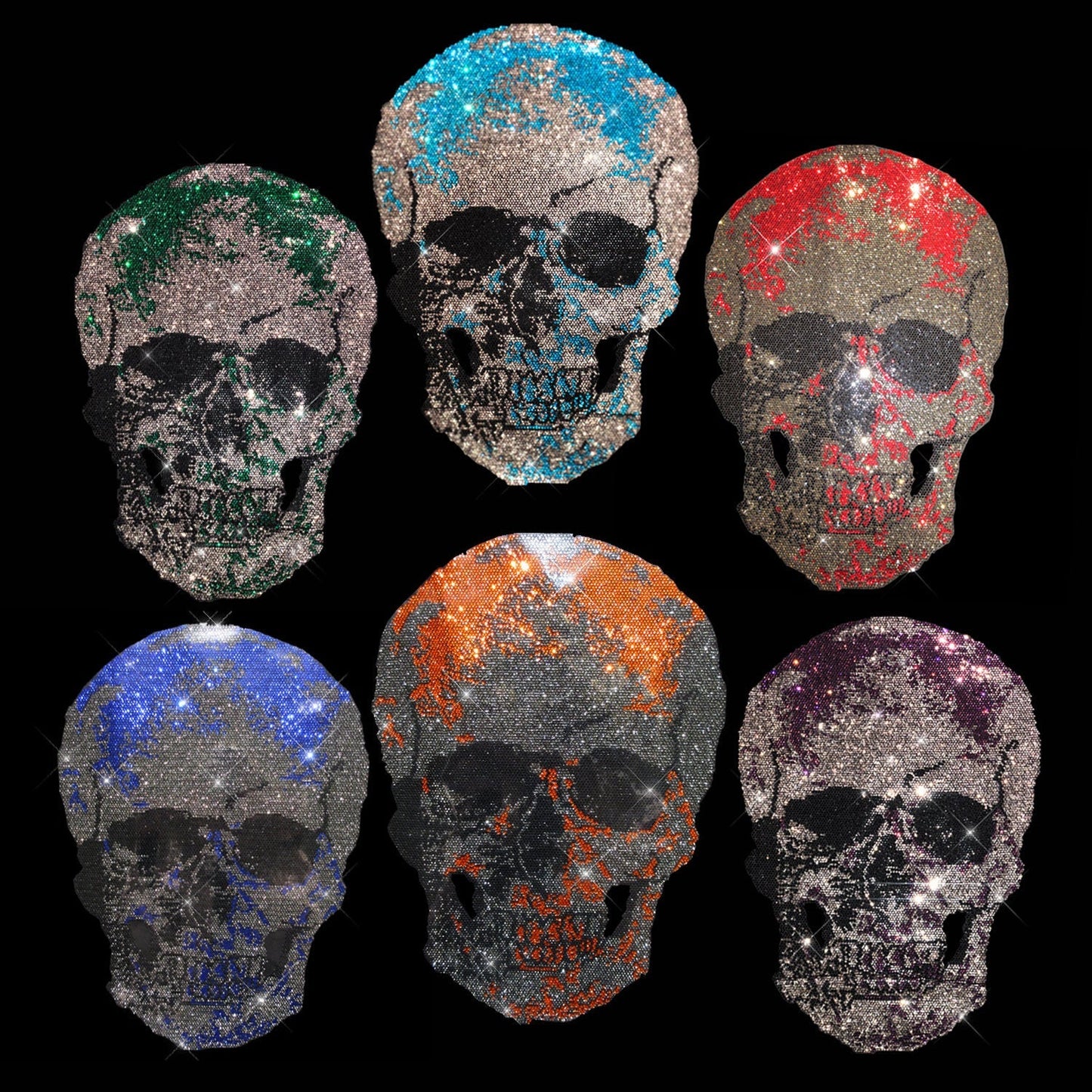Mix Big Skulls Bundle Rhinestone Iron On Heat Transfers Applique