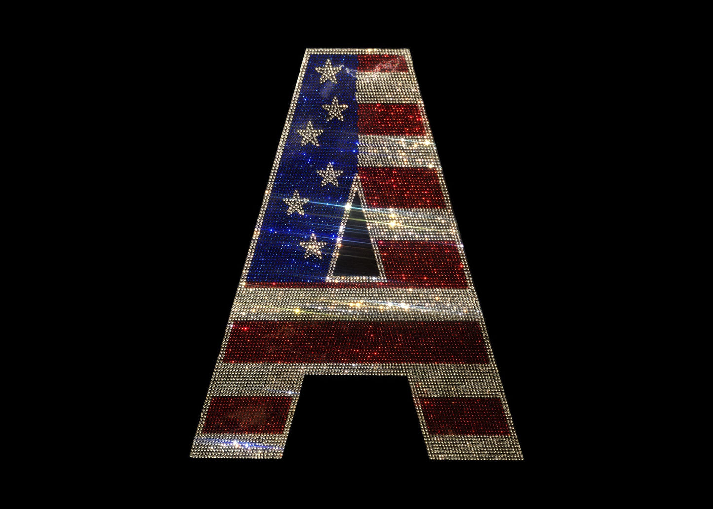 American Flag A Rhinestone Iron On Heat Transfer Design